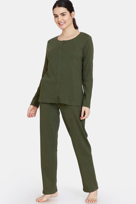 Zivame Cozy Ribbed 2 Top & 1 Bottom Lifewear Set - Leaf Clover — image 7